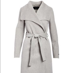 Heather Gray Double Face Wool-Blend Wrap Coat